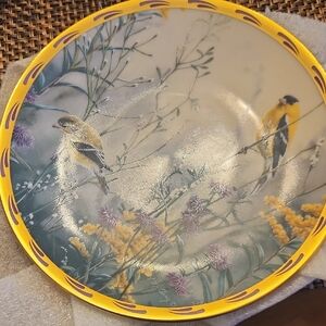 Decorative Plate with Birds and Floral Design